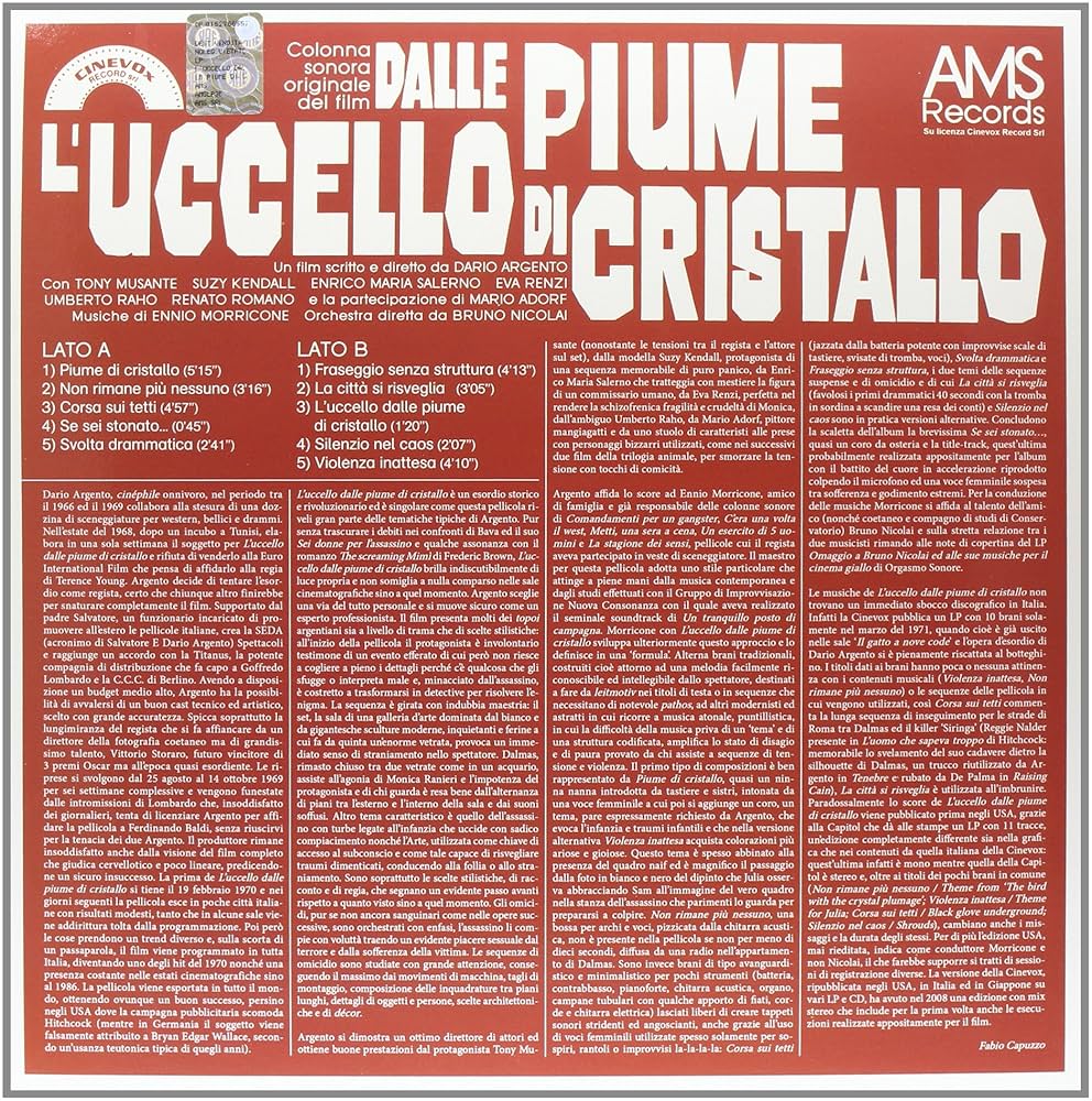 輸入LP Ennio Morricone Luccello Dalle Piume Di Cristallo OST052 AMS 未開封 /00260 L'uccello dalle piume di cristallo - Album by Ennio